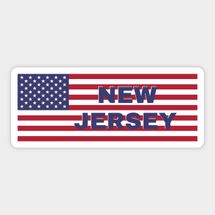 New Jersey State in American Flag Sticker